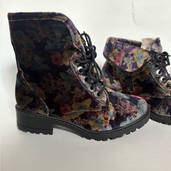 Madden Girl Floral Combat Boots - Black and Multicolor - Picture 7 of 16